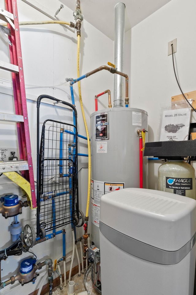 utility room with water heater