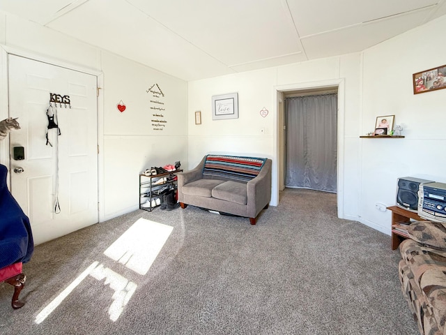 living area with carpet floors