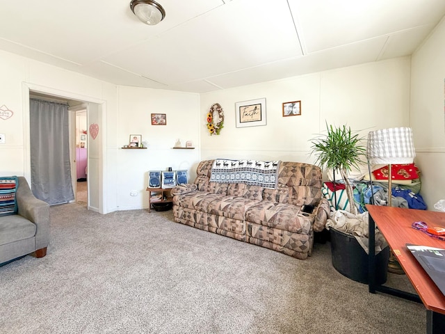 living room featuring carpet flooring