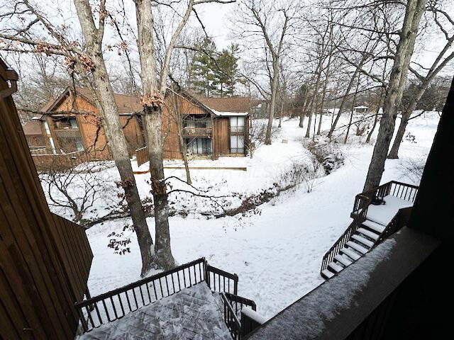 view of yard layered in snow