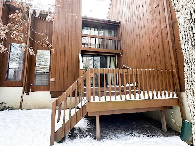 view of snow covered property