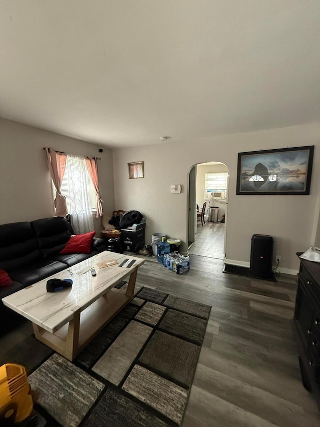 interior space with dark hardwood / wood-style flooring