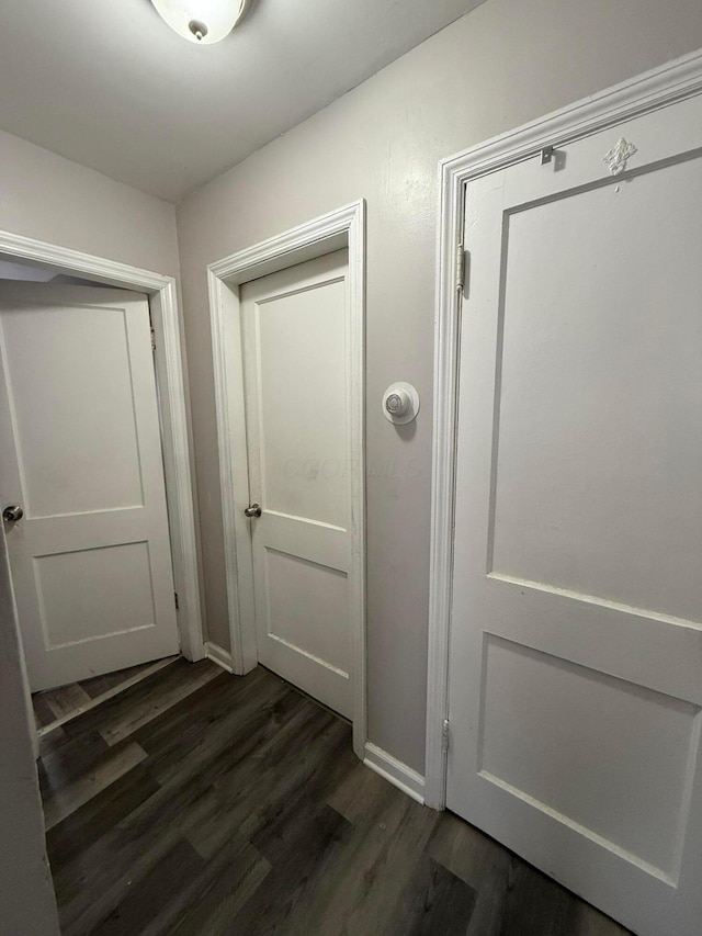 corridor with dark hardwood / wood-style floors