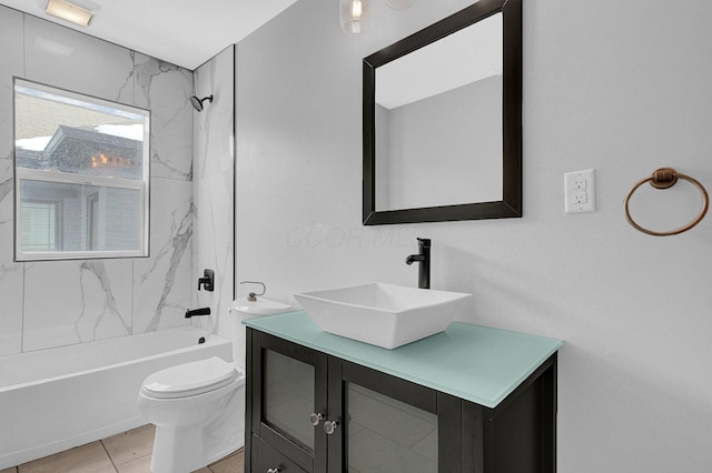 262 N 17th St, Columbus, OH 43203 - full bathroom with vanity, tile patterned flooring, tiled shower / bath combo, and toilet