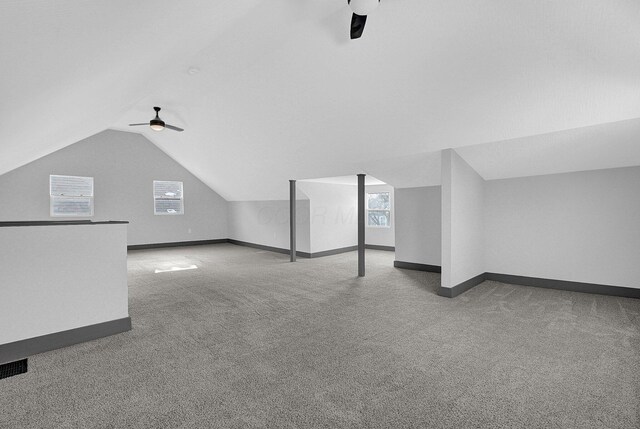 262 N 17th St, Columbus, OH 43203 - additional living space with ceiling fan, vaulted ceiling, and carpet flooring
