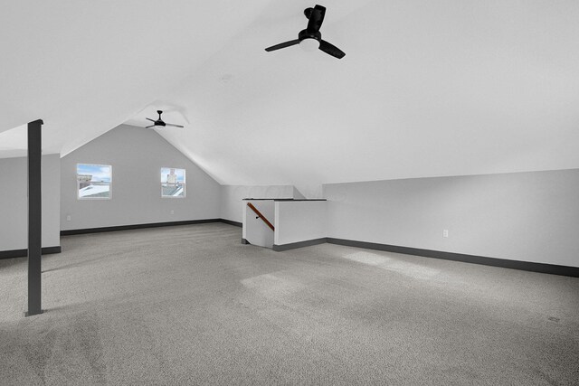 262 N 17th St, Columbus, OH 43203 - bonus room featuring vaulted ceiling, ceiling fan, and carpet flooring