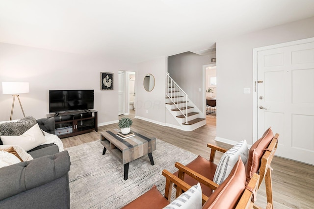 living room featuring wood-type flooring