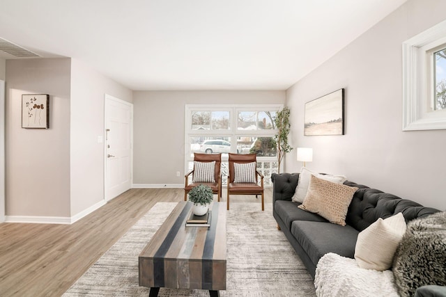 living room featuring light hardwood / wood-style flooring