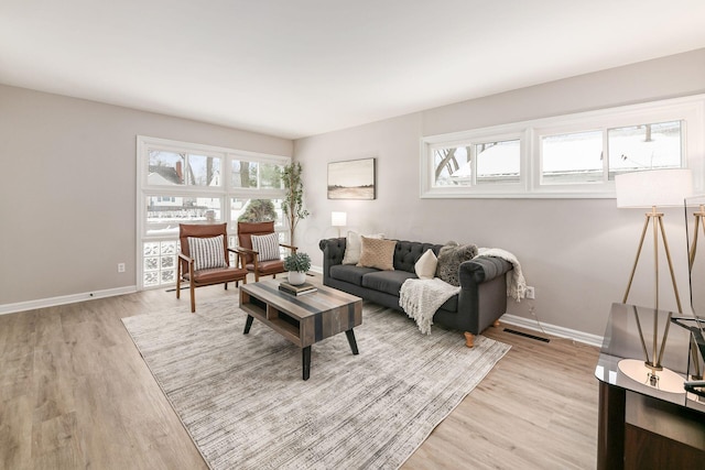 living room featuring light hardwood / wood-style flooring