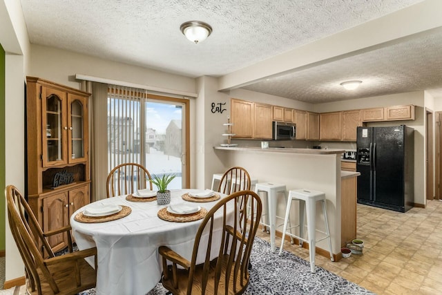 dining room featuring a textured ceiling