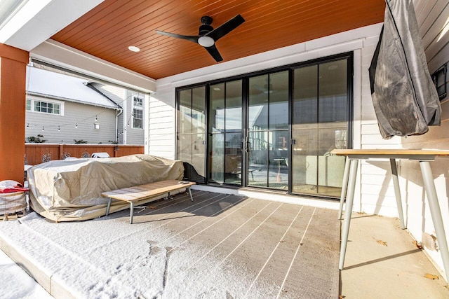 view of patio with ceiling fan