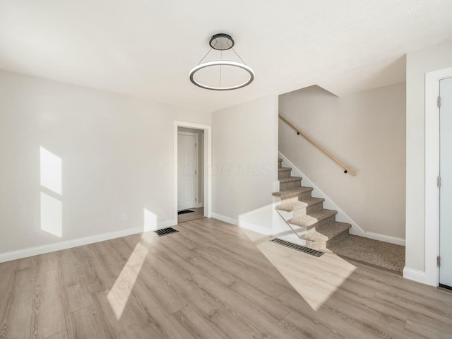 interior space with light hardwood / wood-style floors