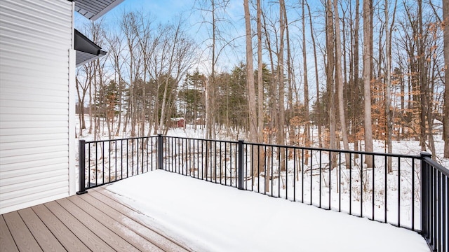 view of snow covered deck
