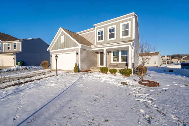 front facade with a garage