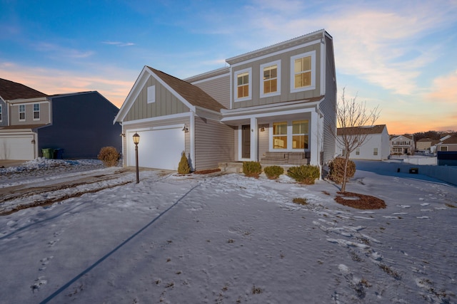 view of front property with a garage