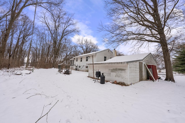 view of snow covered exterior