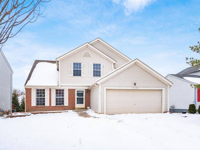 view of front property with a garage