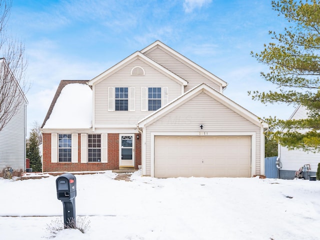 view of front property with a garage