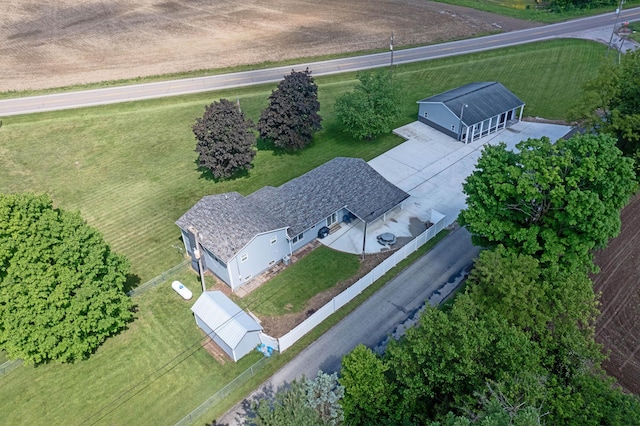 bird's eye view with a rural view