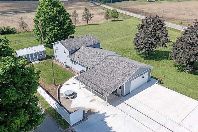 aerial view featuring a rural view