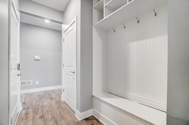 mudroom featuring light wood-type flooring