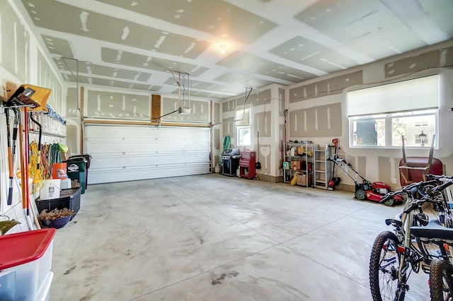 garage with a garage door opener