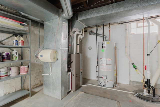 utility room featuring water heater