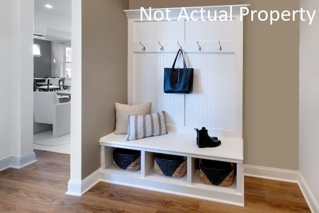 mudroom featuring hardwood / wood-style flooring