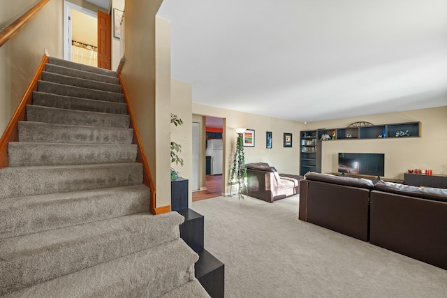 living room with carpet flooring