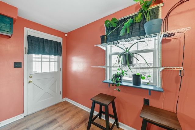 doorway to outside with hardwood / wood-style floors