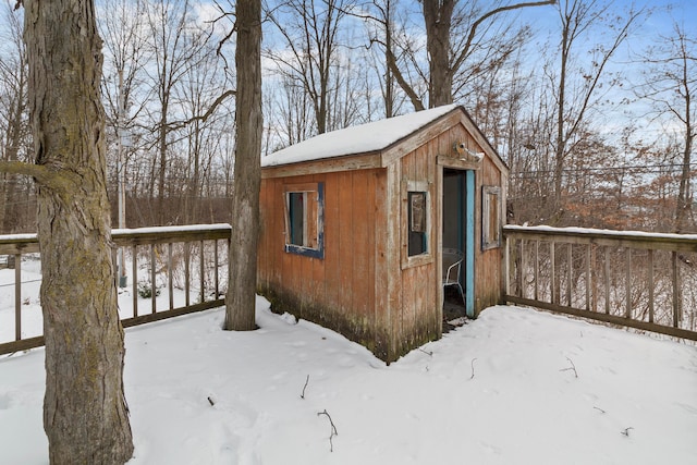 view of snow covered structure