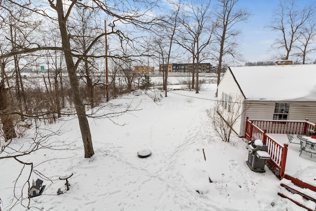 view of yard covered in snow