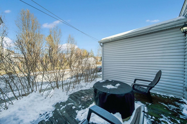 view of snow covered property