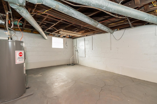 basement with water heater