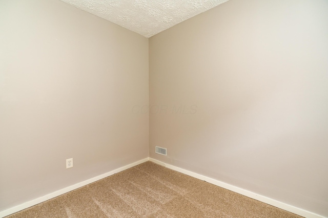 carpeted spare room featuring a textured ceiling