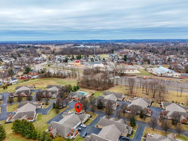 drone / aerial view featuring a residential view