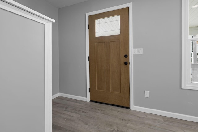 foyer featuring a healthy amount of sunlight and light wood-type flooring