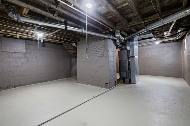 basement with heating unit