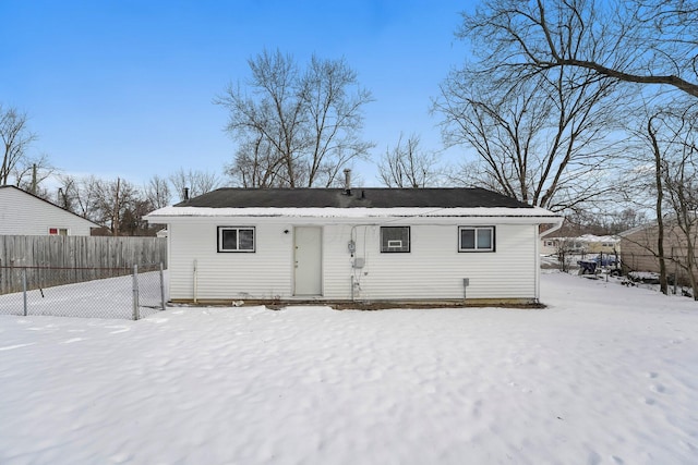 view of snow covered property