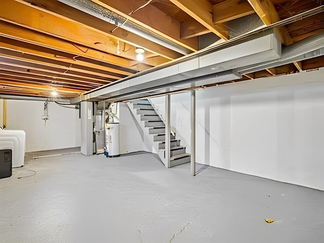 basement with washer / dryer and gas water heater