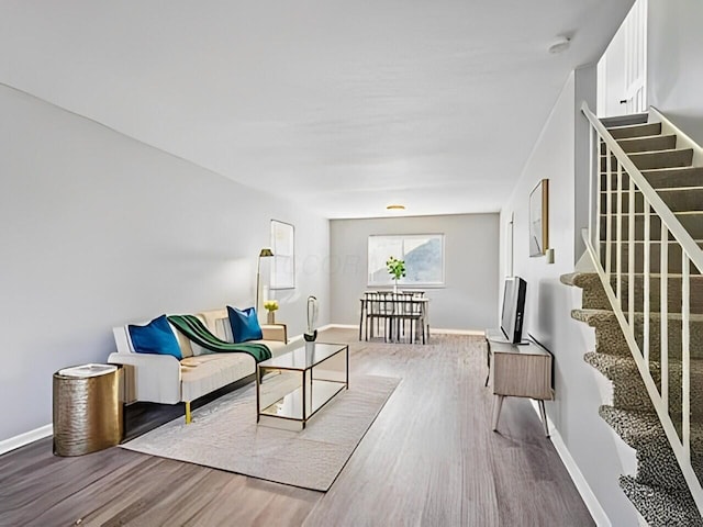 living room with hardwood / wood-style floors