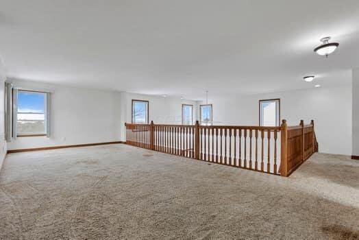 carpeted spare room with baseboards and a healthy amount of sunlight