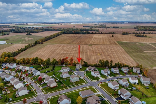 aerial view with a rural view