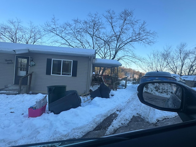 view of snow covered exterior