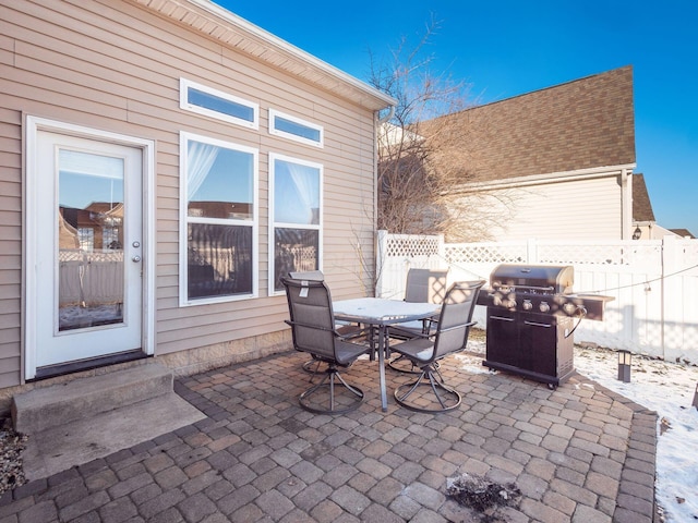 view of patio with a grill