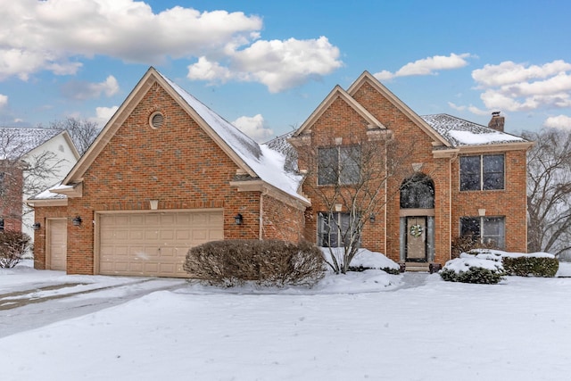 view of front property with a garage