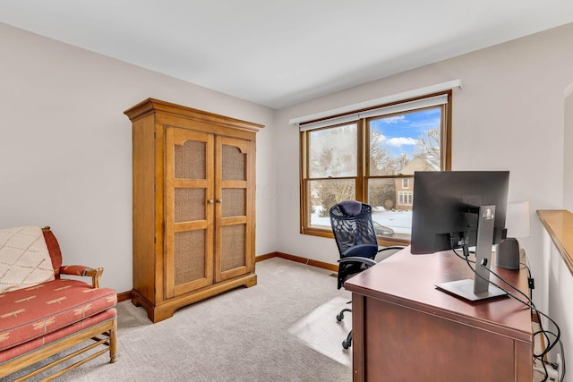 view of carpeted home office