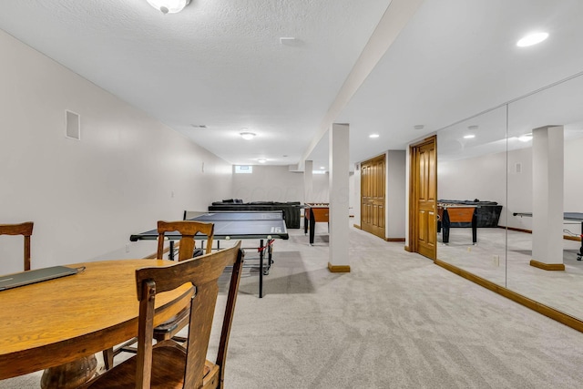 playroom with light colored carpet