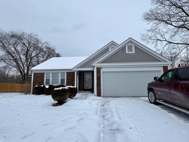 single story home with a garage