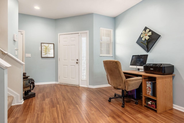 office featuring hardwood / wood-style flooring